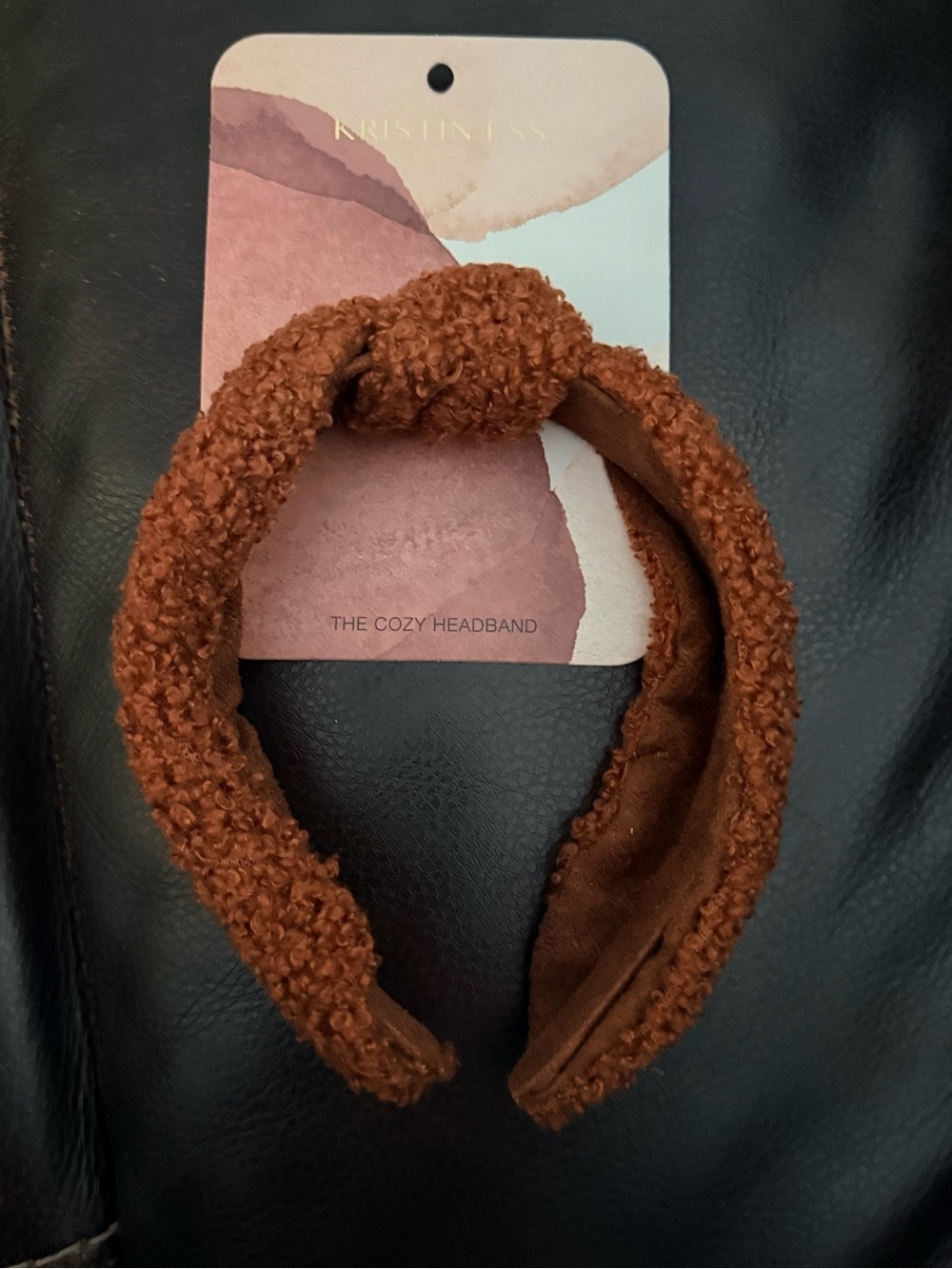 The Cozy Textured Knot Headband - Kristin Ess Rust Brown